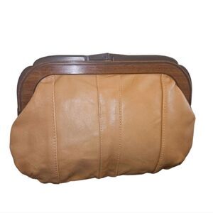 Vintage Tan Leather Clutch Made in Hong Kong